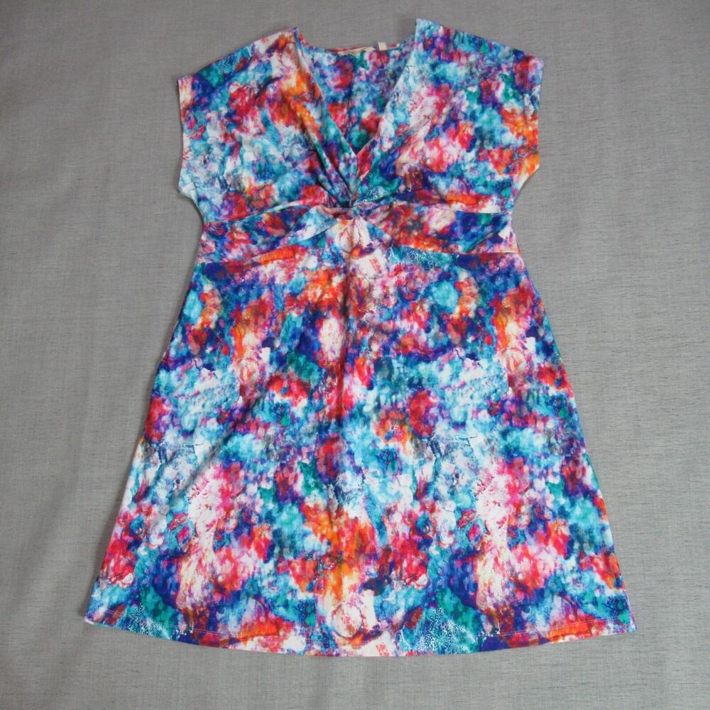 Soft Surroundings Dress Womens Medium Multicolor Graphic Shift Resort Coastal
